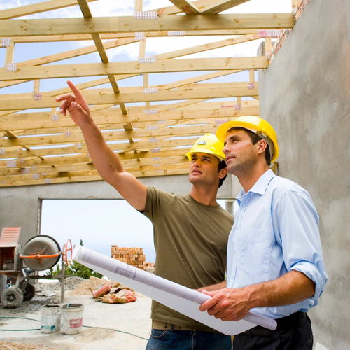 two construction worker planning